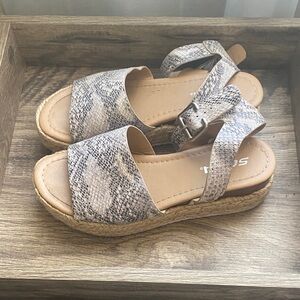 Soda Snakeskin Sandals with Buckle